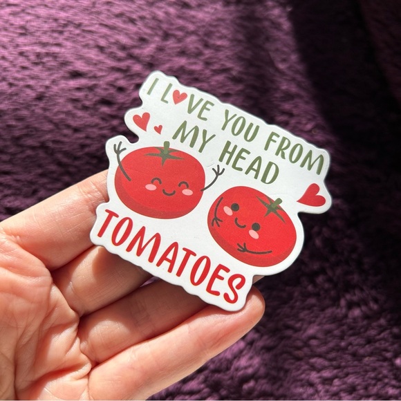 Punny, Funny, Tomato βI LOVE YOU FROM MY HEAD TOMATOESβ Magnet, White, Red - Picture 3 of 17